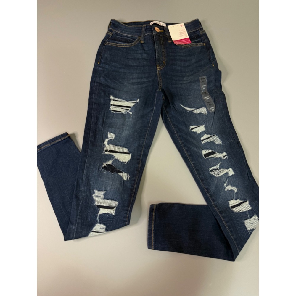 SO High Rise Curvy Jegging Dark Wash Distressed Denim Jeans Size 3/26W NEW